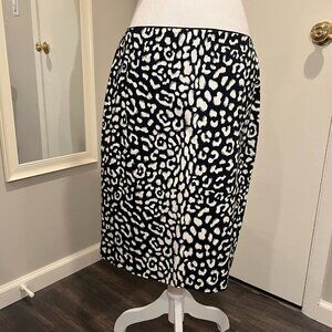 White House Black Market Black and White Leopard Print Pencil Skirt, Size 10